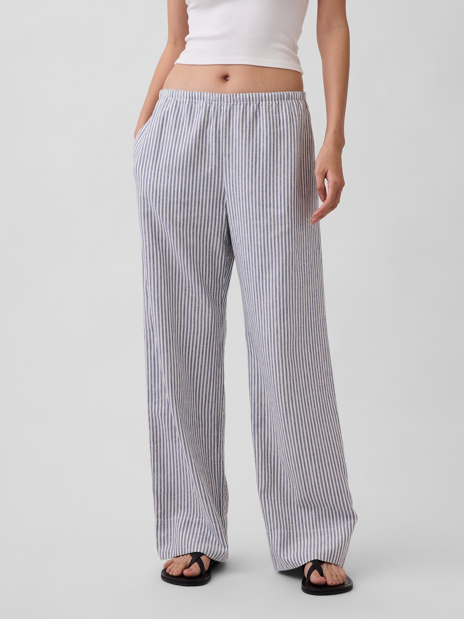 Linen-Blend Easy Wide-Leg Pants