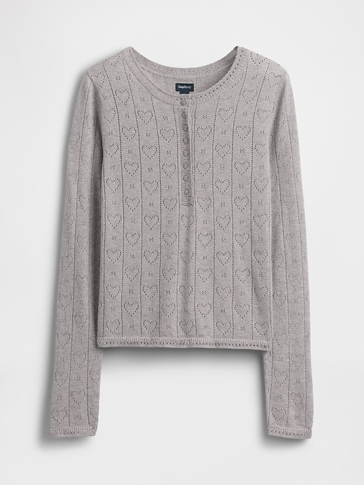 Image number 5 showing, Lightweight CashSoft Pointelle Heart PJ Top