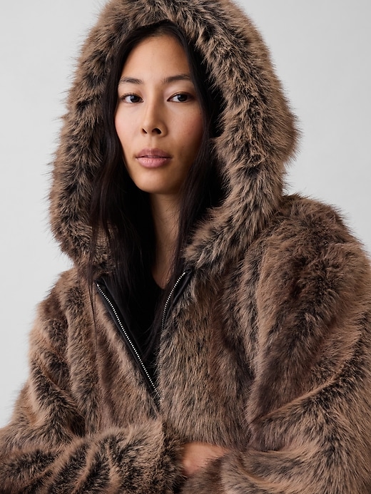 Image number 4 showing, Faux Fur Relaxed Zip Hoodie