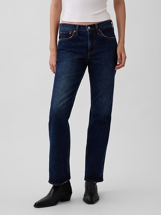 Image number 2 showing, Mid Rise Relaxed Straight Jeans