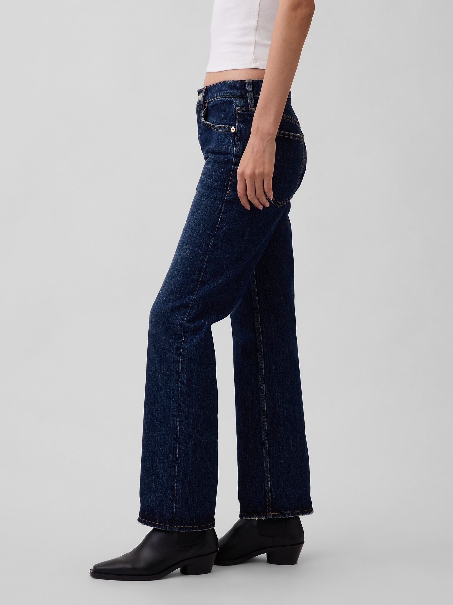 Mid Rise Relaxed Straight Jeans