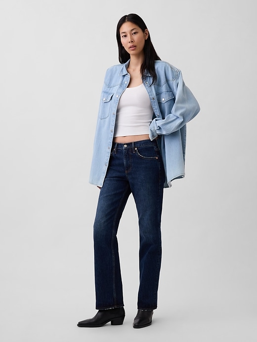 Image number 6 showing, Mid Rise Relaxed Straight Jeans