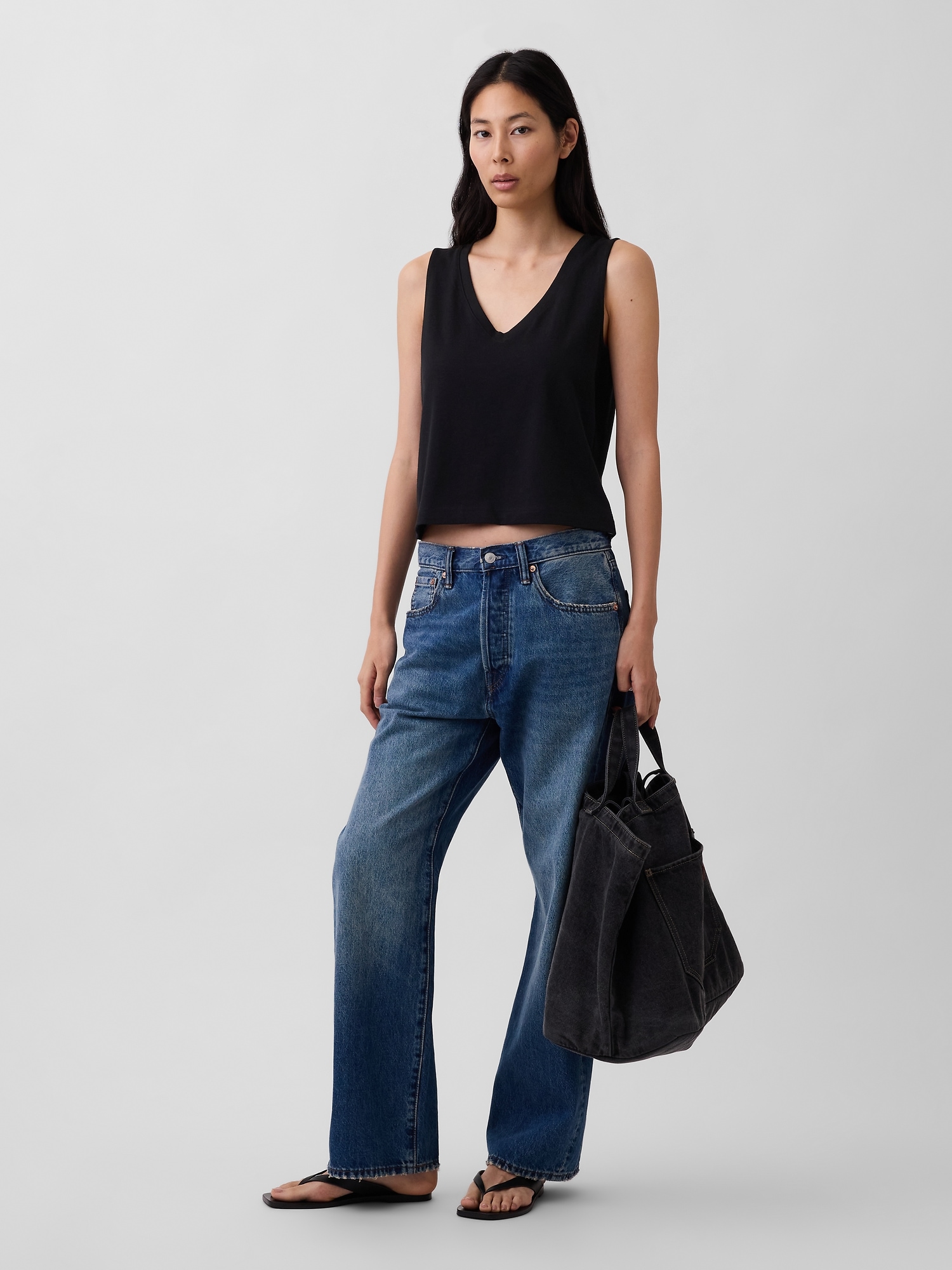 Heavyweight V-Neck Crop Shell Tank Top