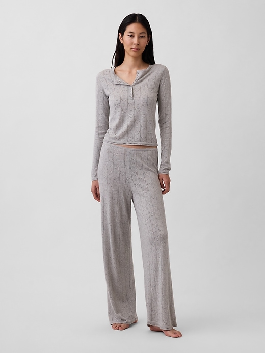 Image number 1 showing, Lightweight CashSoft Pointelle Heart PJ Pants