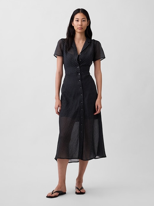 Image number 1 showing, Sheer Midi Shirtdress