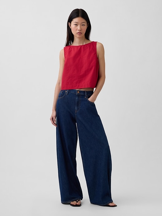 Image number 2 showing, Poplin Boatneck Shell Tank Top