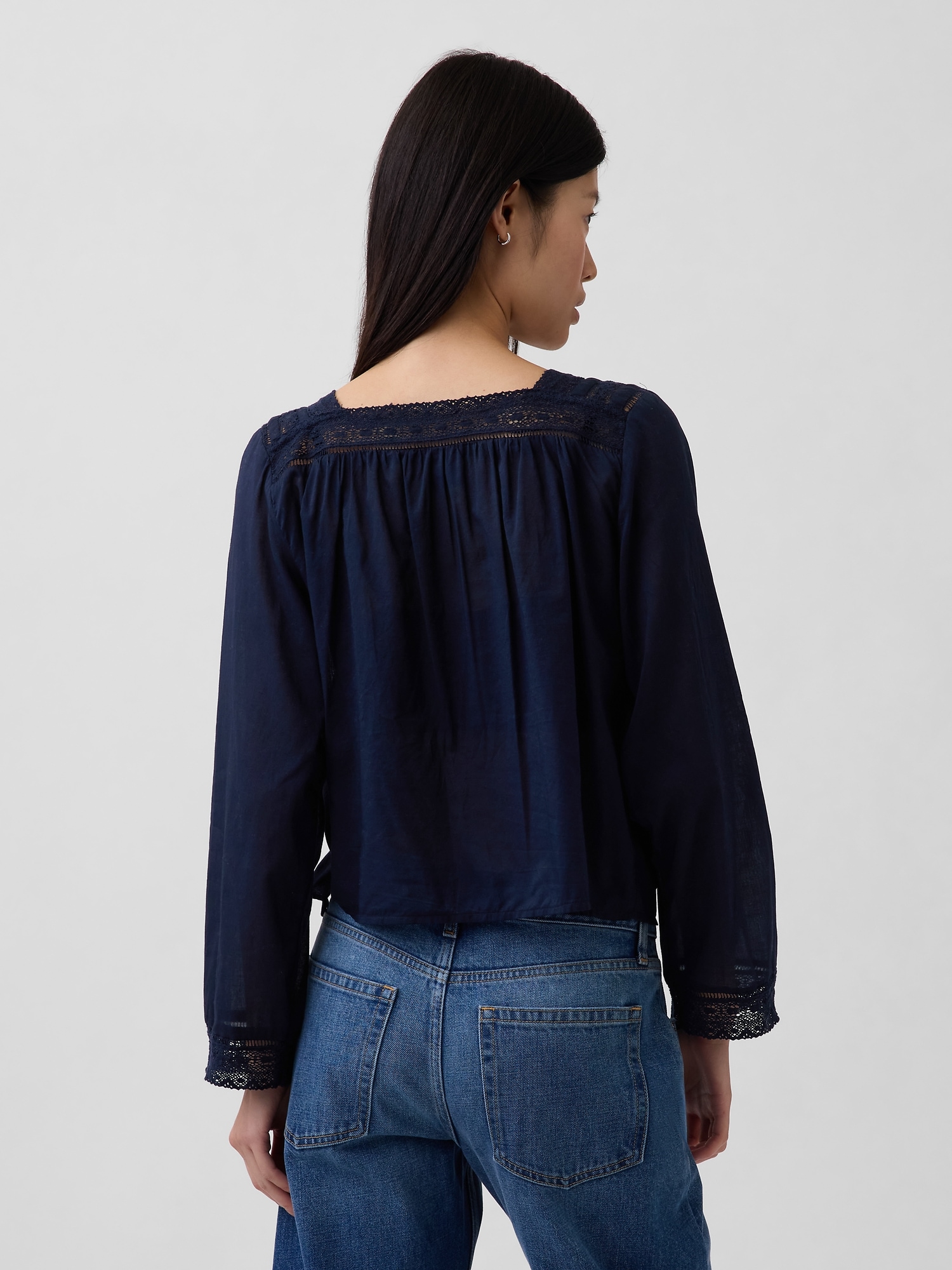 Lace-Trim Square-Neck Top