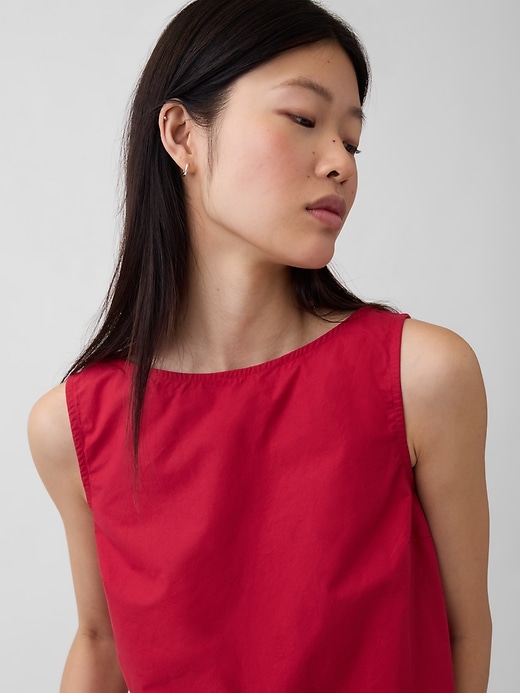 Image number 4 showing, Poplin Boatneck Shell Tank Top