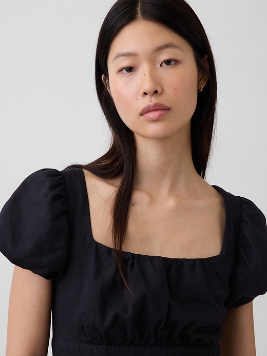 Image number 4 showing, Linen-Blend Drop-Waist Maxi Dress