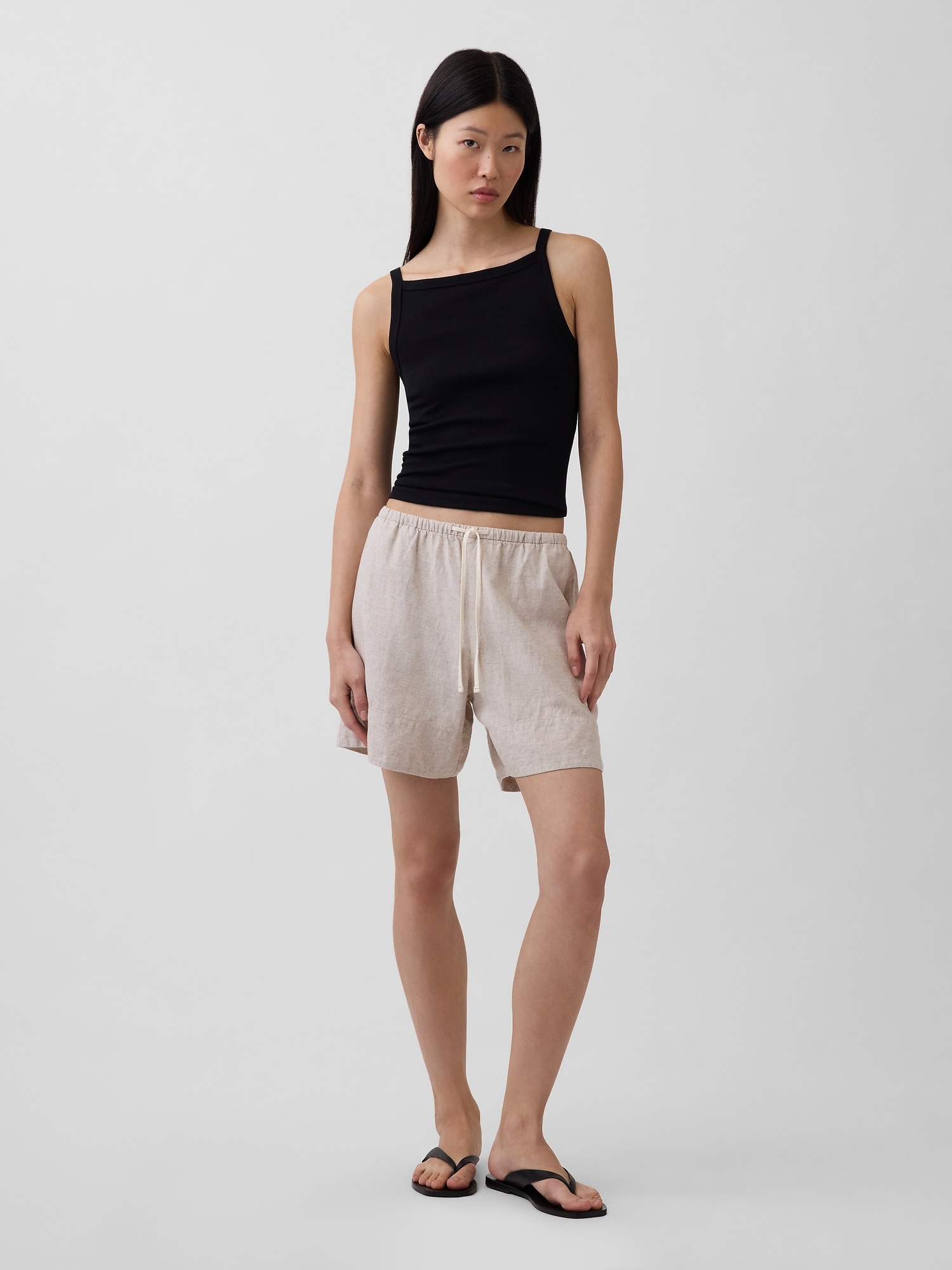Linen-Blend Easy Shorts