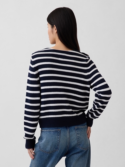 Image number 3 showing, 100% Cotton Relaxed Boatneck Sweater