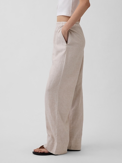 Image number 3 showing, Linen-Blend Relaxed Wide-Leg Pants