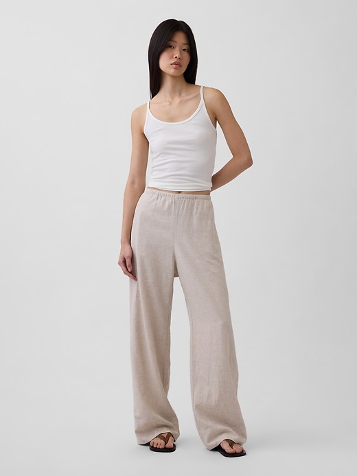 Image number 6 showing, Linen-Blend Relaxed Wide-Leg Pants