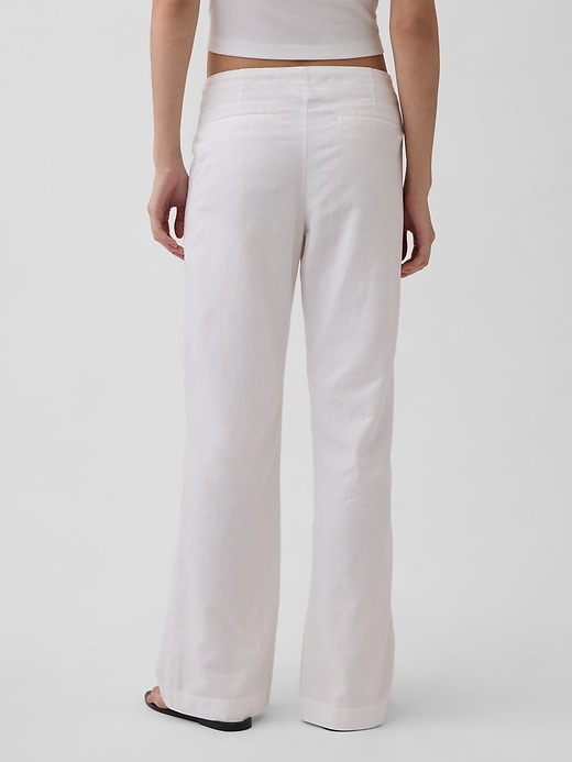 Image number 4 showing, Low Rise Linen-Blend Flare Pants