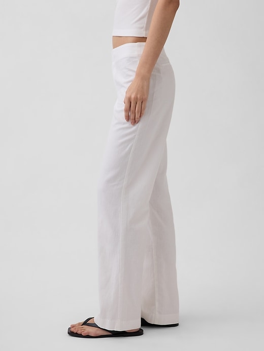 Image number 3 showing, Low Rise Linen-Blend Flare Pants