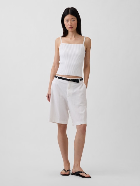 9" Low Rise Linen-Blend Trouser Shorts