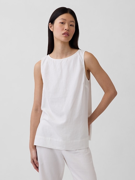 Image number 1 showing, Linen-Blend Shell Tank Top