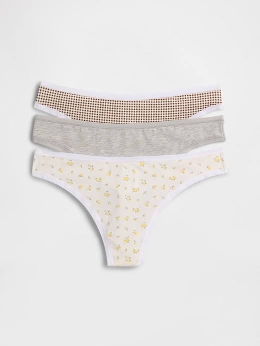 Image number 1 showing, Organic Stretch Cotton Thong (3-Pack)