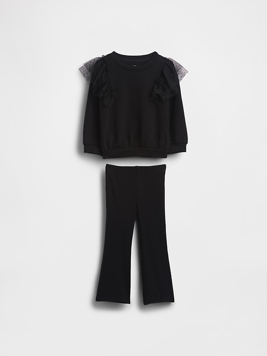Image number 1 showing, Baby & Toddler Tulle Sweatshirt & Rib Flare Leggings Set