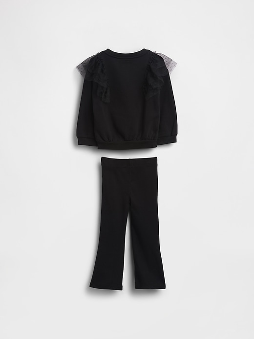 Image number 2 showing, Baby & Toddler Tulle Sweatshirt & Rib Flare Leggings Set