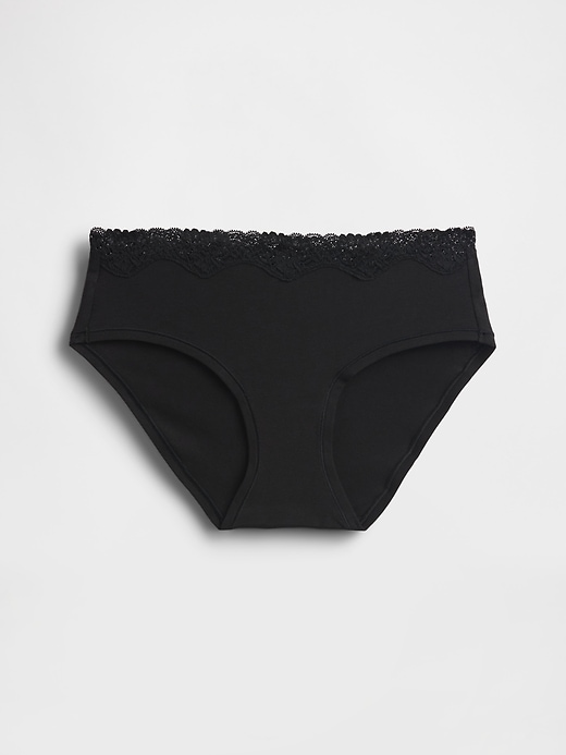 Image number 3 showing, Organic Stretch Cotton Lace-Trim Hipster