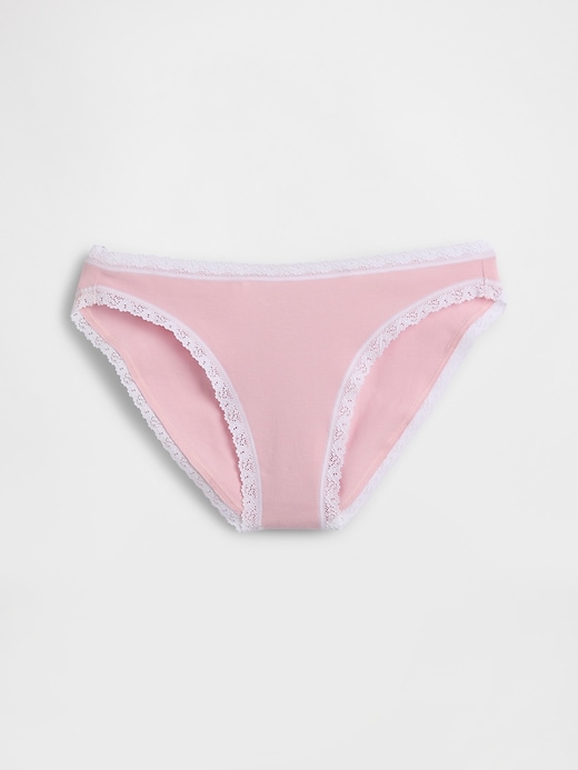 Image number 3 showing, Organic Stretch Cotton Lace-Trim Bikini