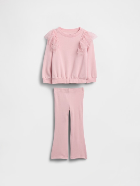 Baby & Toddler Tulle Sweatshirt & Rib Flare Leggings Set