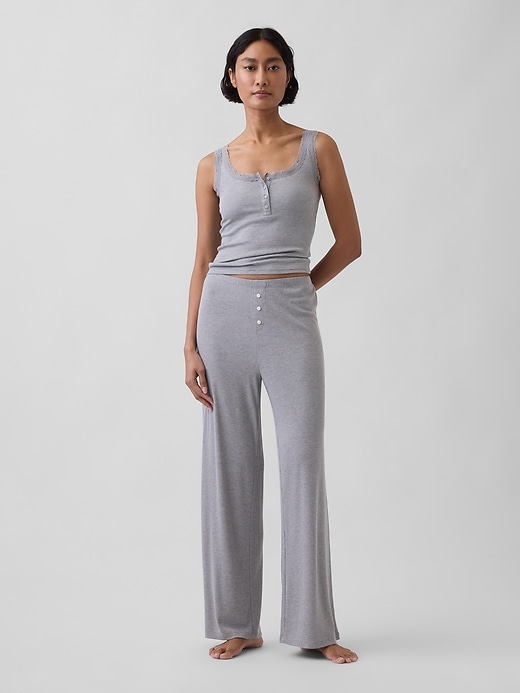 Image number 2 showing, Mini Rib Lace Henley PJ Tank Top