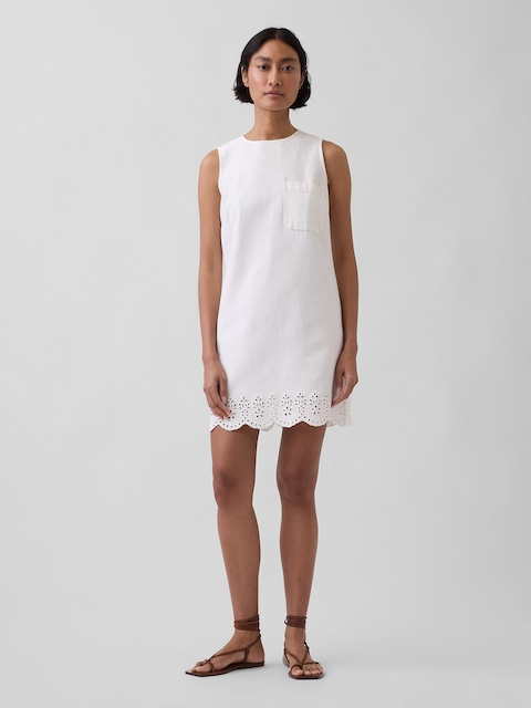 Eyelet Hem Mini Shift Dress