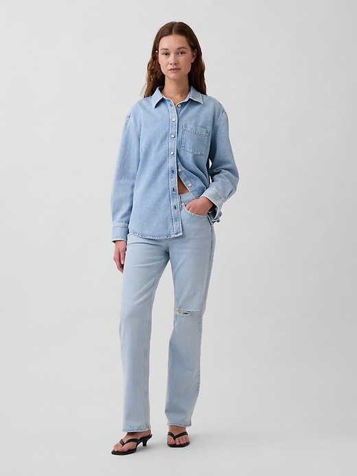 Image number 6 showing, Mid Rise Relaxed Straight Jeans