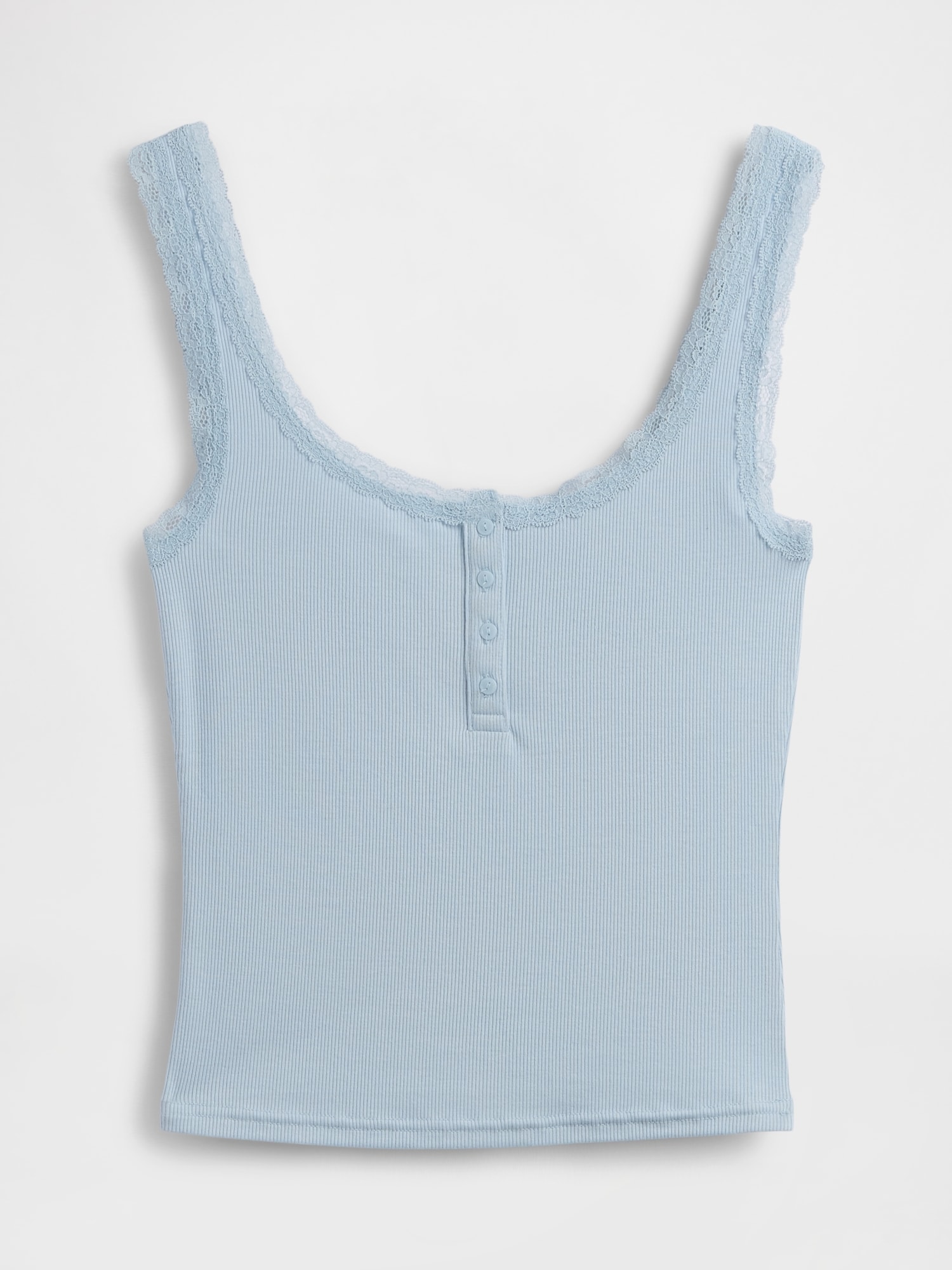 Mini Rib Lace Henley PJ Tank Top