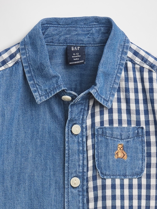 Image number 3 showing, Baby Gingham Denim Colorblock Shorty One-Piece