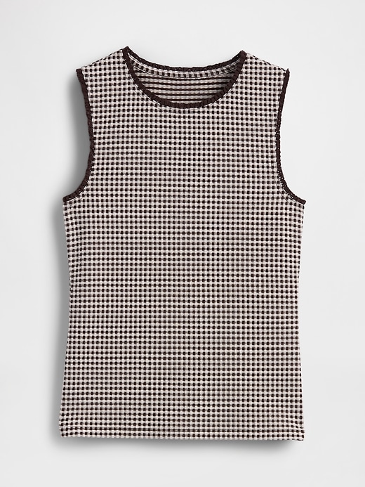 Image number 5 showing, Gingham Pointelle Shell Tank Top