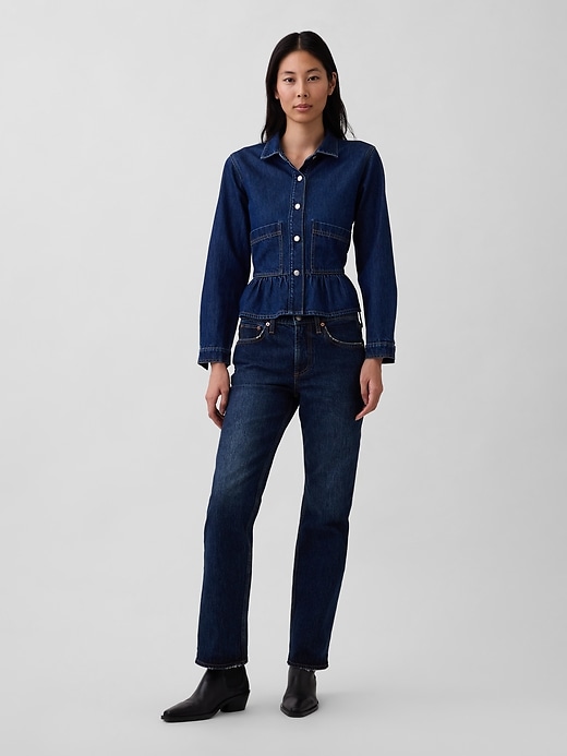 Image number 1 showing, Mid Rise Relaxed Straight Jeans