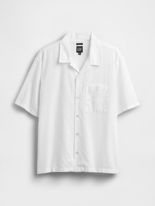 Image number 5 showing, Linen-Cotton Relaxed Straight-Hem Shirt