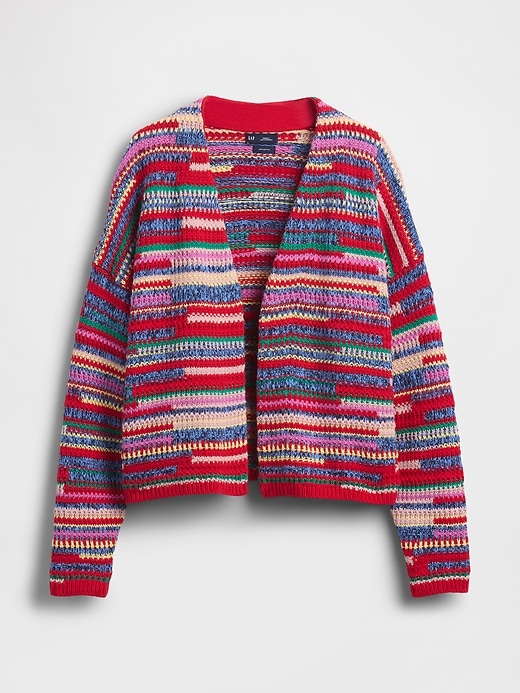 Image number 5 showing, Oversized Open-Front Stripe Cardigan Sweater