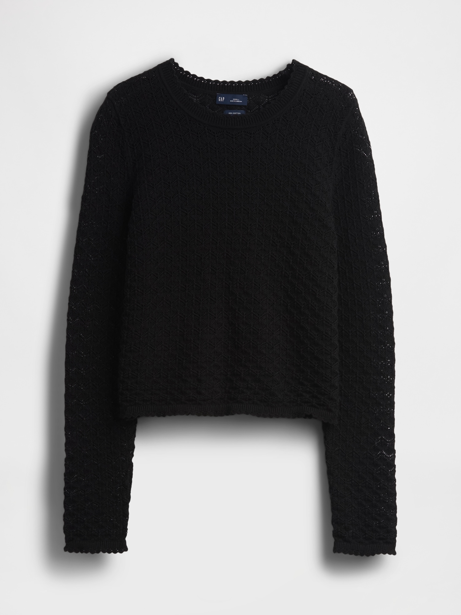 100% Cotton Pointelle Crop Sweater