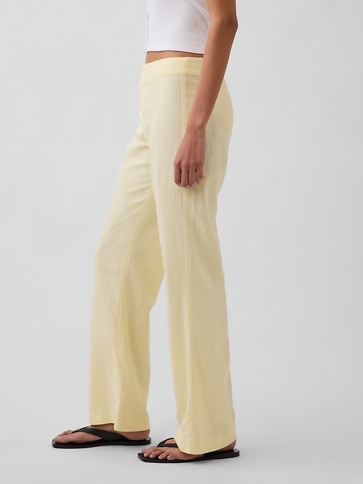 Image number 3 showing, Low Rise Linen-Blend Flare Pants