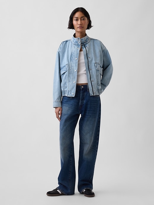 Image number 2 showing, Oversized Denim Bomber Jacket