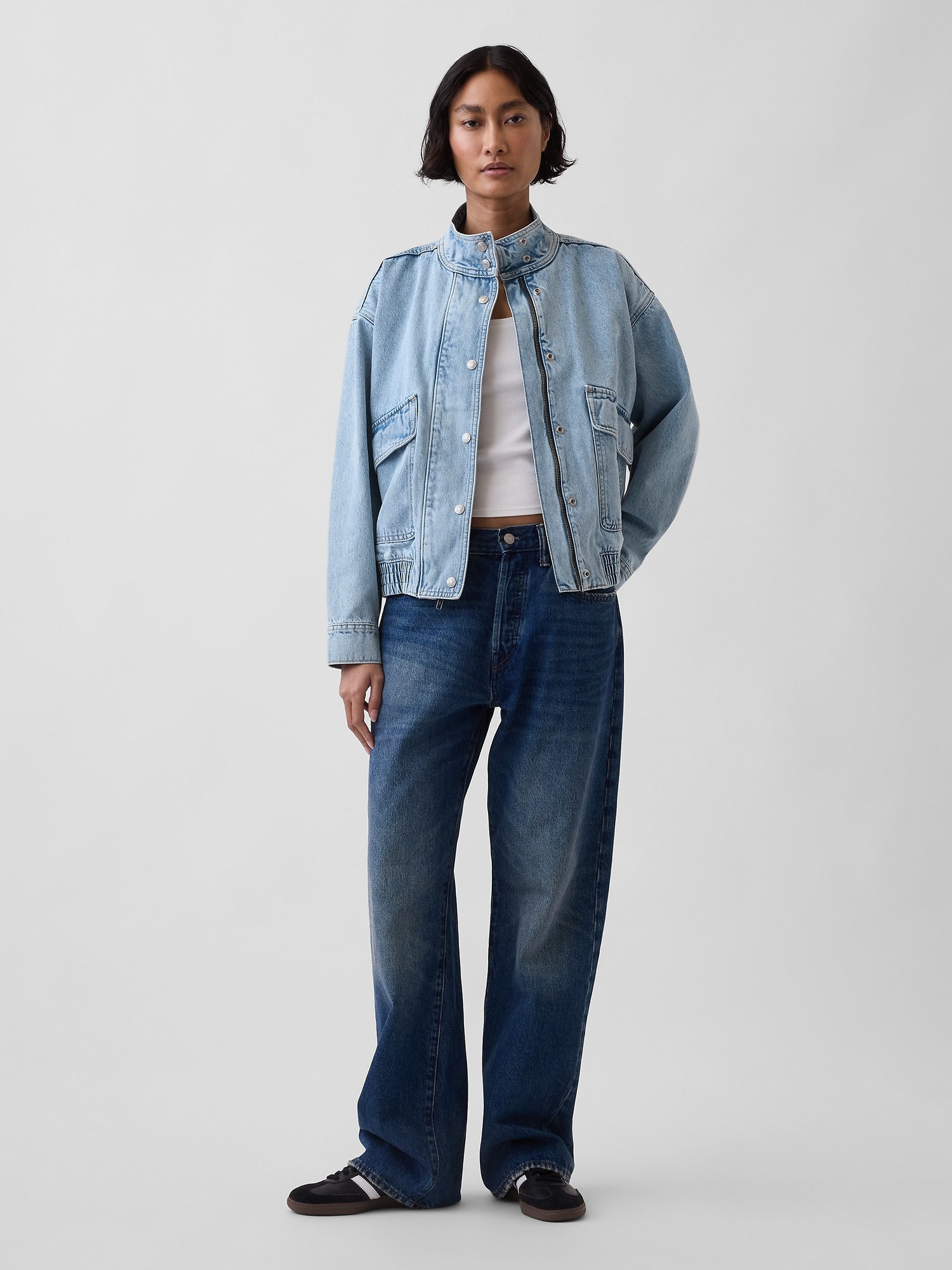 Oversized Denim Bomber Jacket