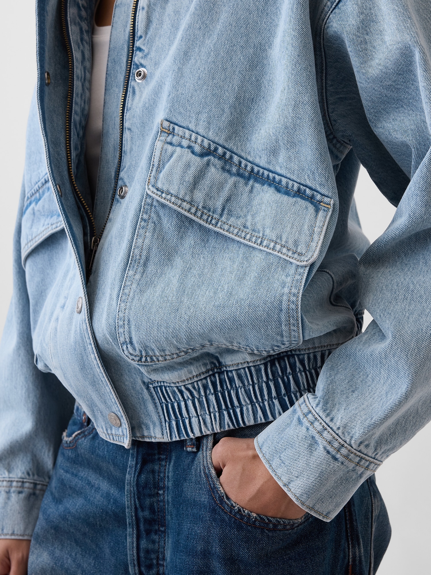 Oversized Denim Bomber Jacket