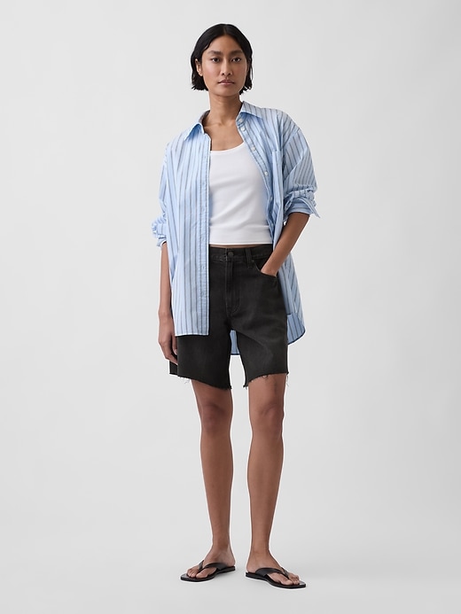 Image number 1 showing, Mid Rise Loose Denim Bermuda Shorts