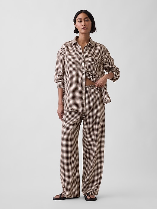 Image number 1 showing, Linen-Blend Relaxed Wide-Leg Pants