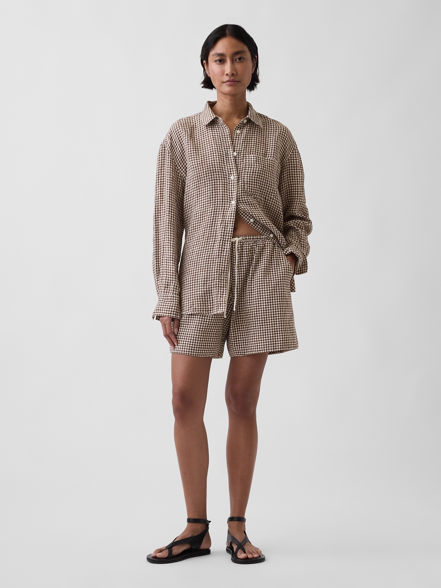 Linen-Blend Easy Shorts
