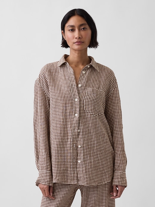 Image number 1 showing, 100% Linen Oversized Shirt