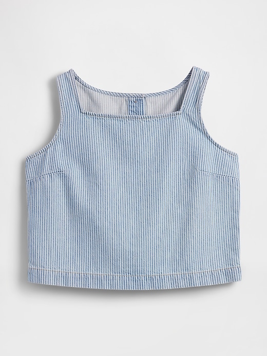 Image number 6 showing, UltraSoft Denim Stripe Crop Shell Tank Top