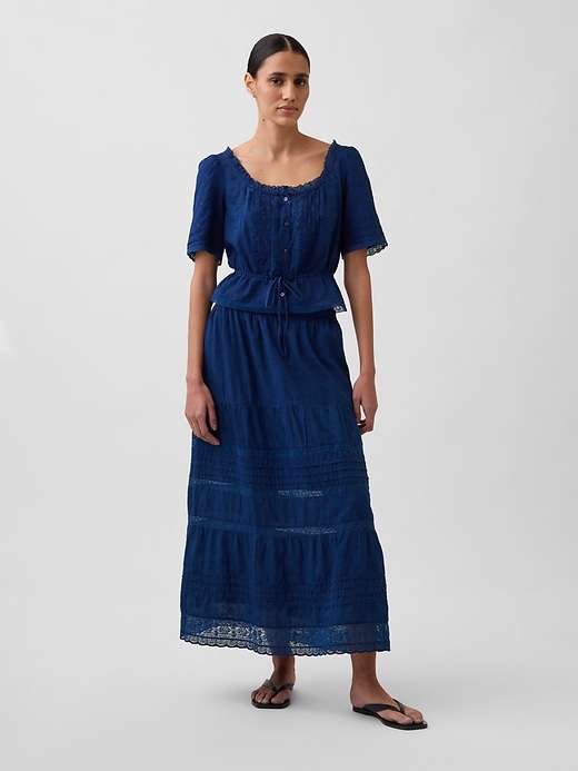 Image number 2 showing, Lace-Trim Peplum Top