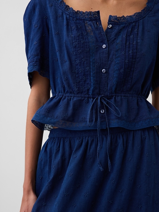 Image number 4 showing, Lace-Trim Peplum Top