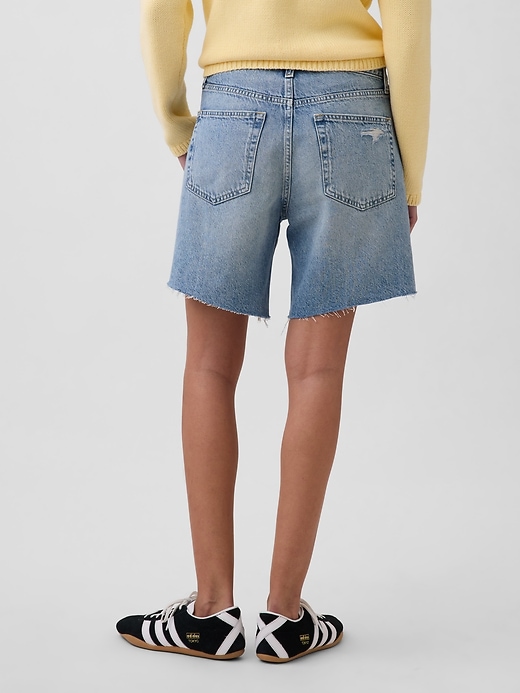 Image number 4 showing, Mid Rise Loose Denim Bermuda Shorts