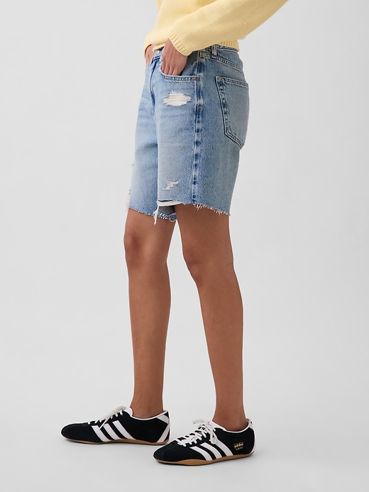 Image number 3 showing, Mid Rise Loose Denim Bermuda Shorts